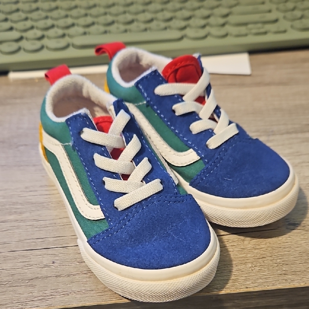 Vibrant Blue and Green Kids Sneakers